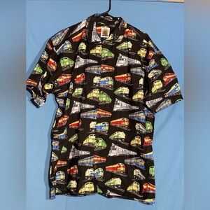 Mens Max Boxxer button down shirt. Trains. XL